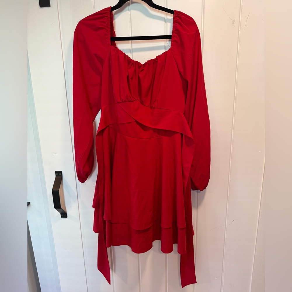 Elegant Red Long Sleeve Dress